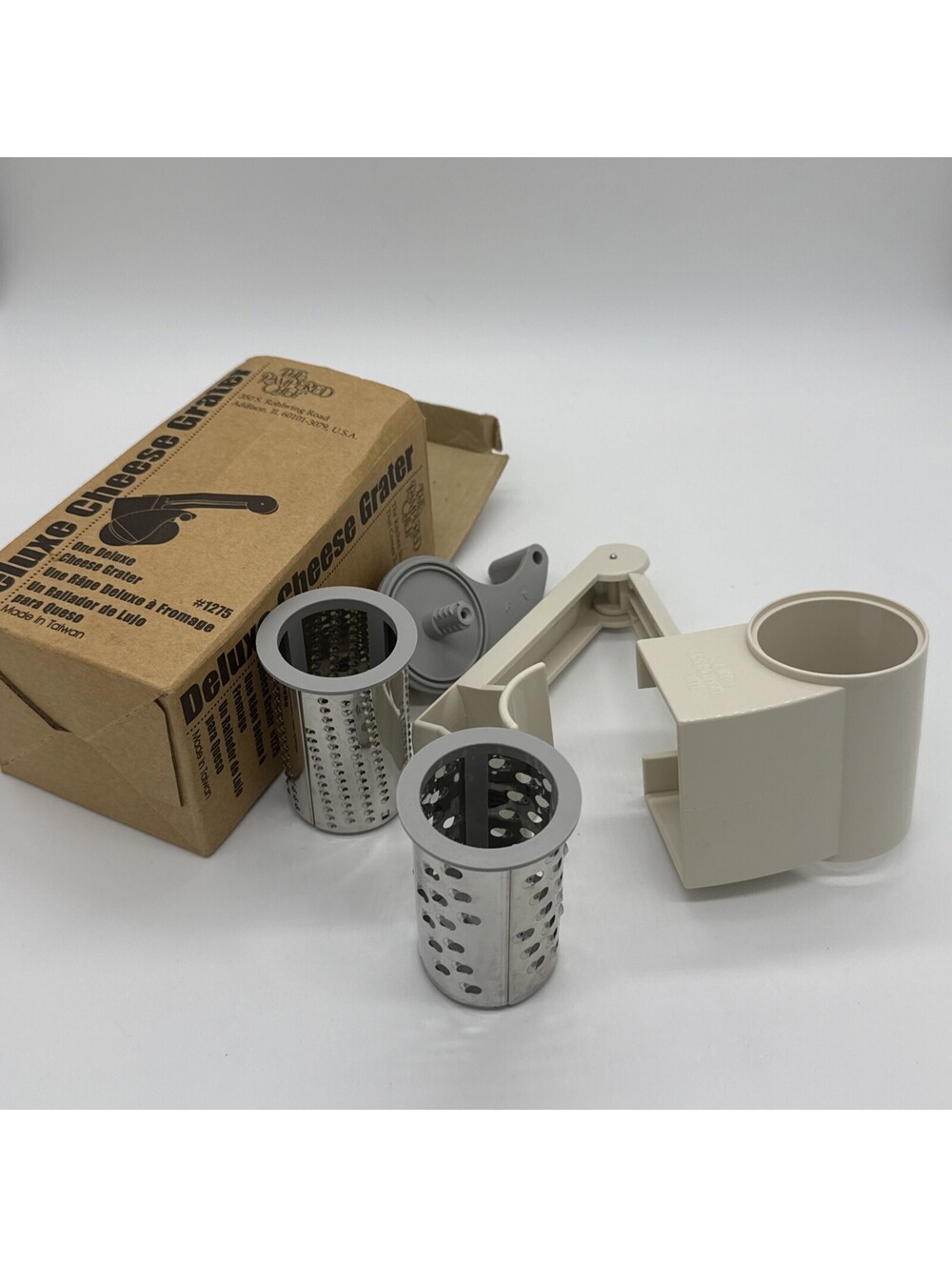 PAMPERED CHEF DELUXE CHEESE GRATER HANDHELD ROTARY EASY CLEAN 2 BLADES #1275